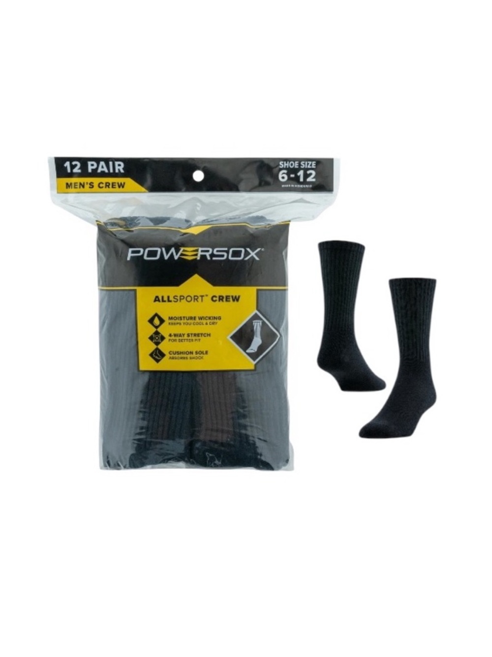 Powersox Allsport Crew Socks - 12 Pair